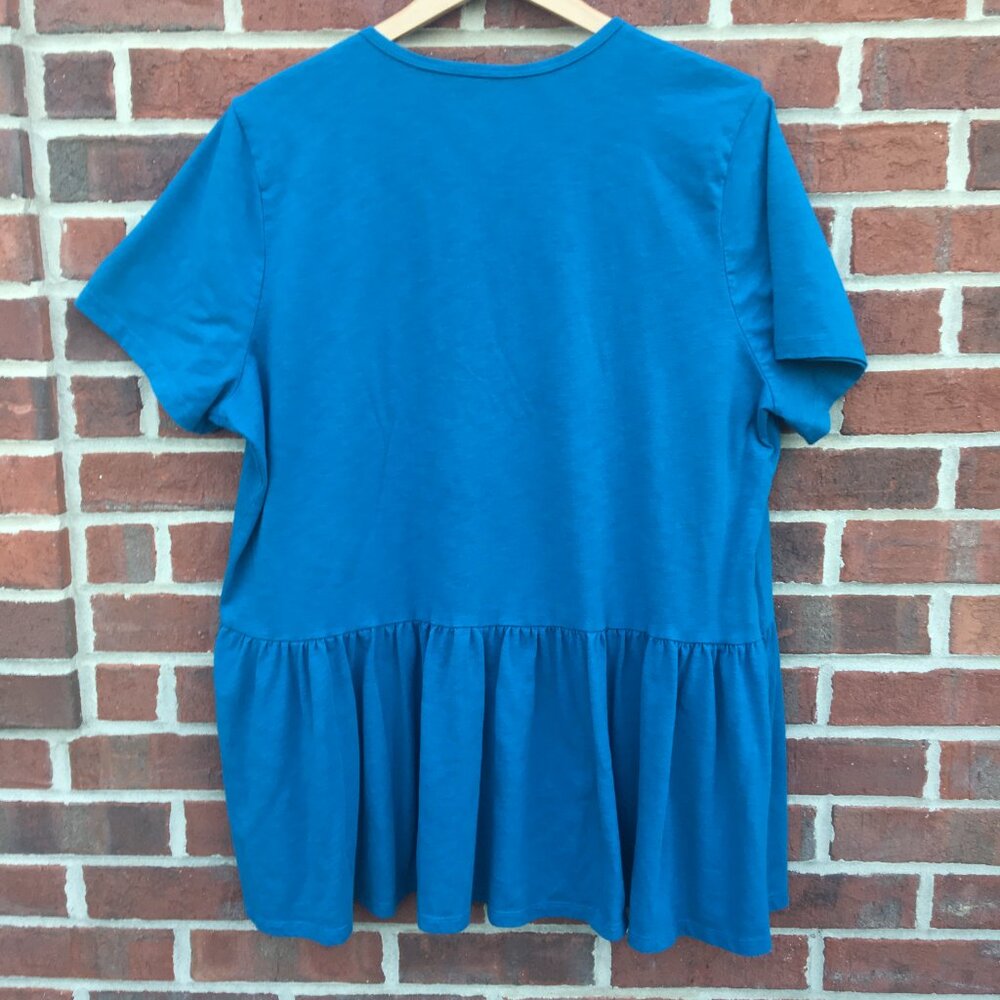 Terra & Sky Womens Plus Size 2X Knit Babydoll Henley Top Teal Flowy - Picture 3 of 9